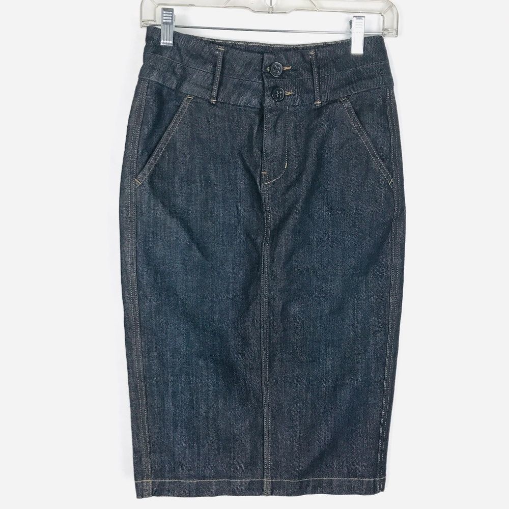 Fresh Ink Blue Jean Pencil Skirt